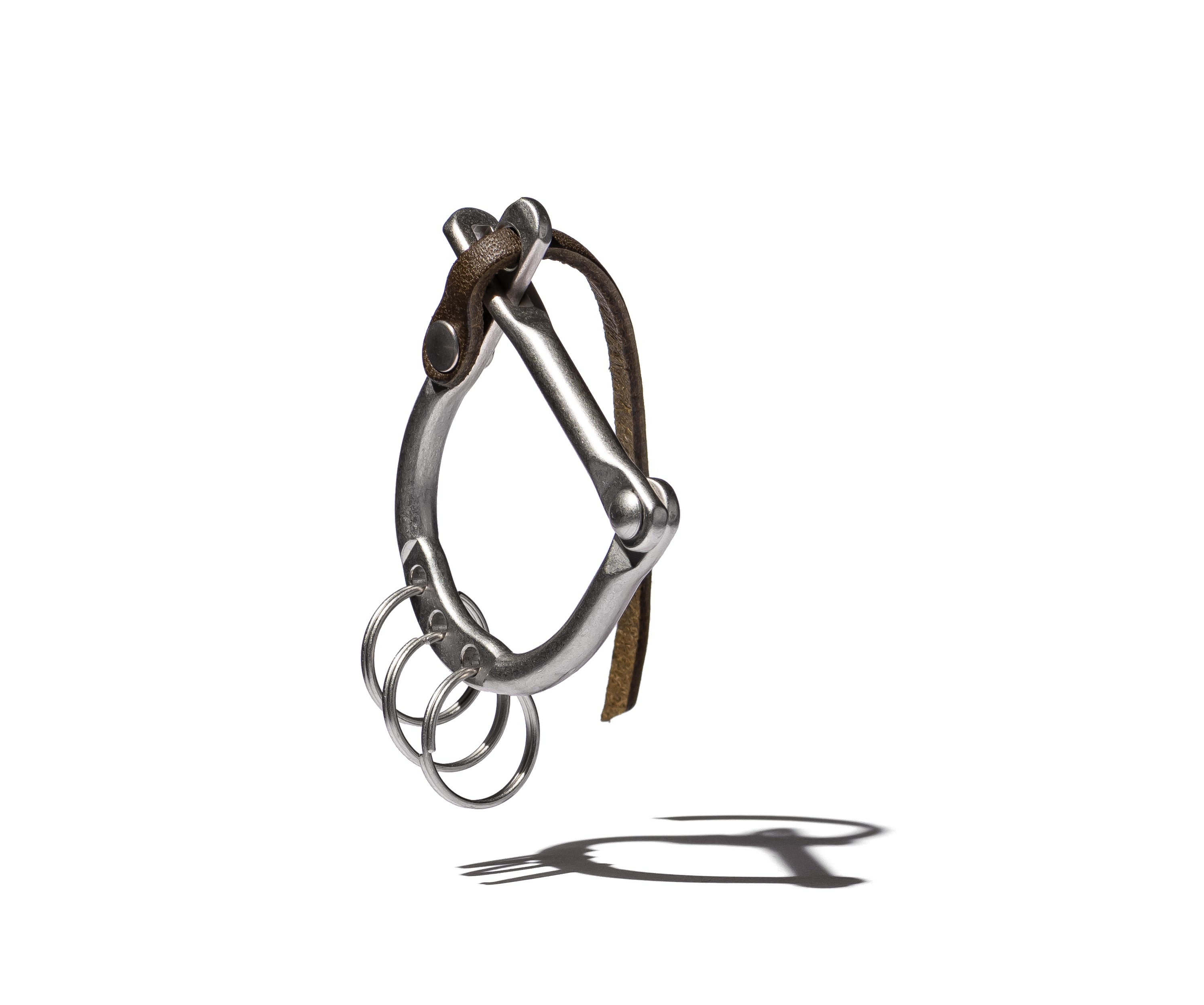 D LOCK CARABINER KEY RING with COW LEATHER